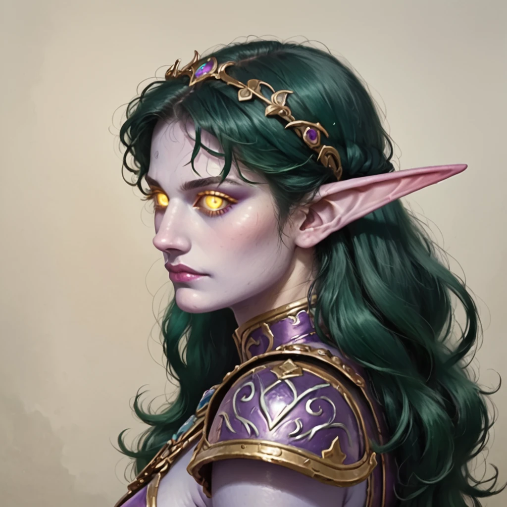 score_9, score_8_up, score_8, (masterpiece, best quality, highly detailed, realistic), source_western, 2.5d, screencap, profile portrait of mzam as a night elf, long bushy green hair, (Pale skin:1.5), (colored skin, purple skin:1.3), looking at the viewer, (wearing silver bikini armor:1.2), close up, pointy ears, colored sclera, yellow eyes, glowing eyes, no eyes, no pupils, side view
<lora:Maria_Zambaco:.6>