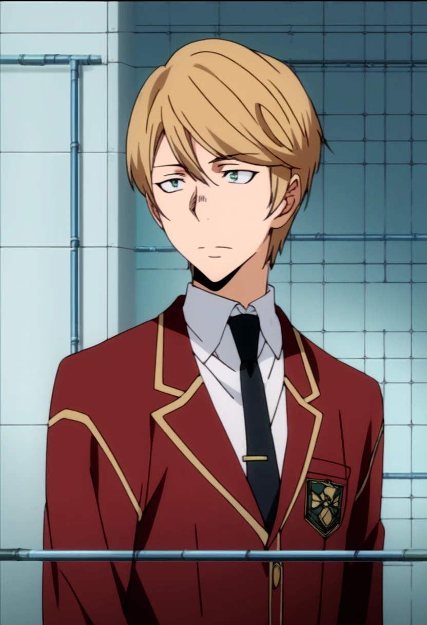 score_9, score_8_up, score_7_up, score_6_up, highly detailed, masterpiece, best quality,detailed,intricate details, amazing quality, best aesthetic, absurdres,spanner, blonde hair, green eyes, 1boy, male focus, red jacket, school uniform, black necktie, white shirt<lora:EMS-391474-EMS:0.500000>, <lora:EMS-391482-EMS:1.000000>