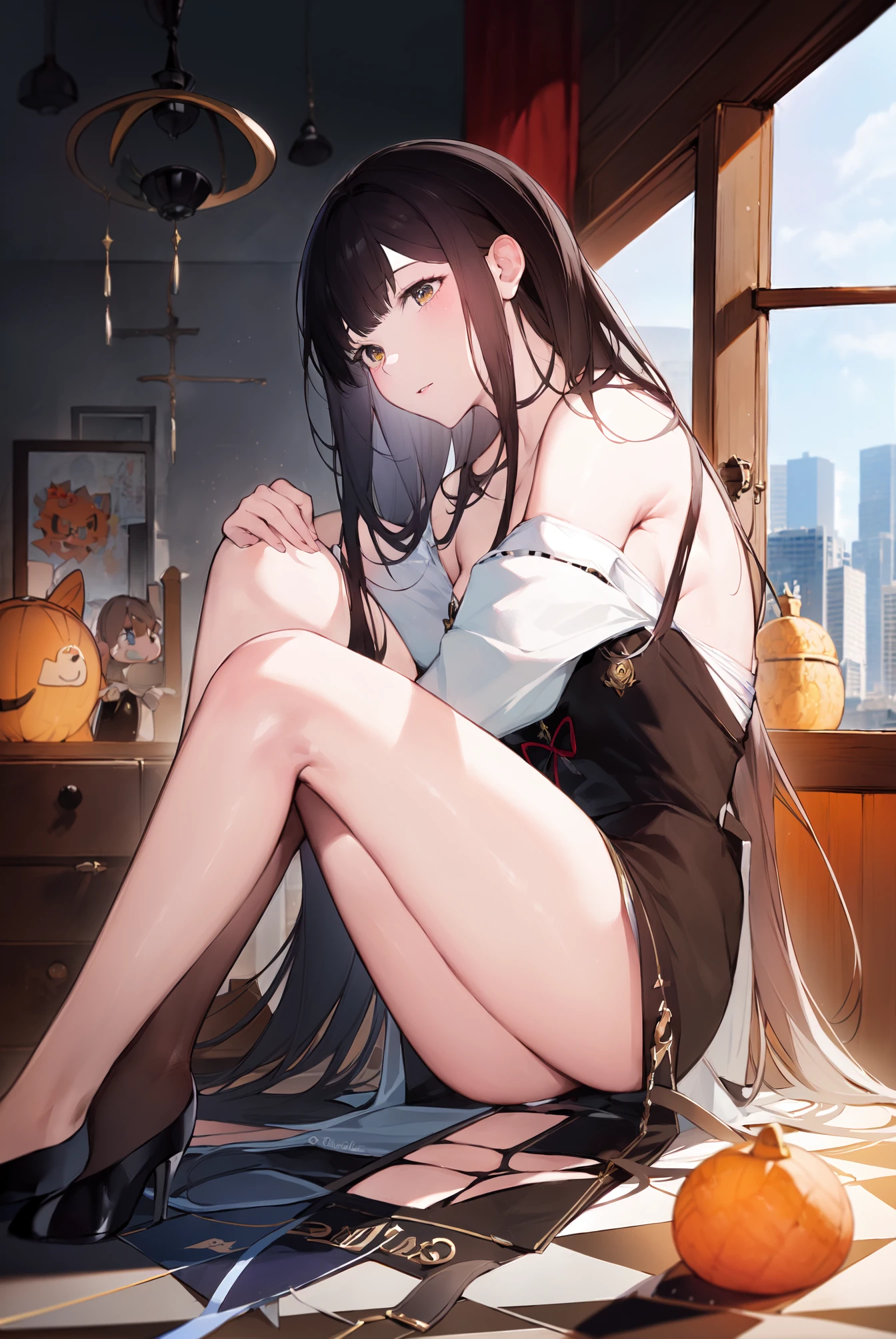 masterpiece,high quality,highres,absurdres,1girl,solo,<lora:qiandai_v1.5:0.9>,qiandai(art style),
