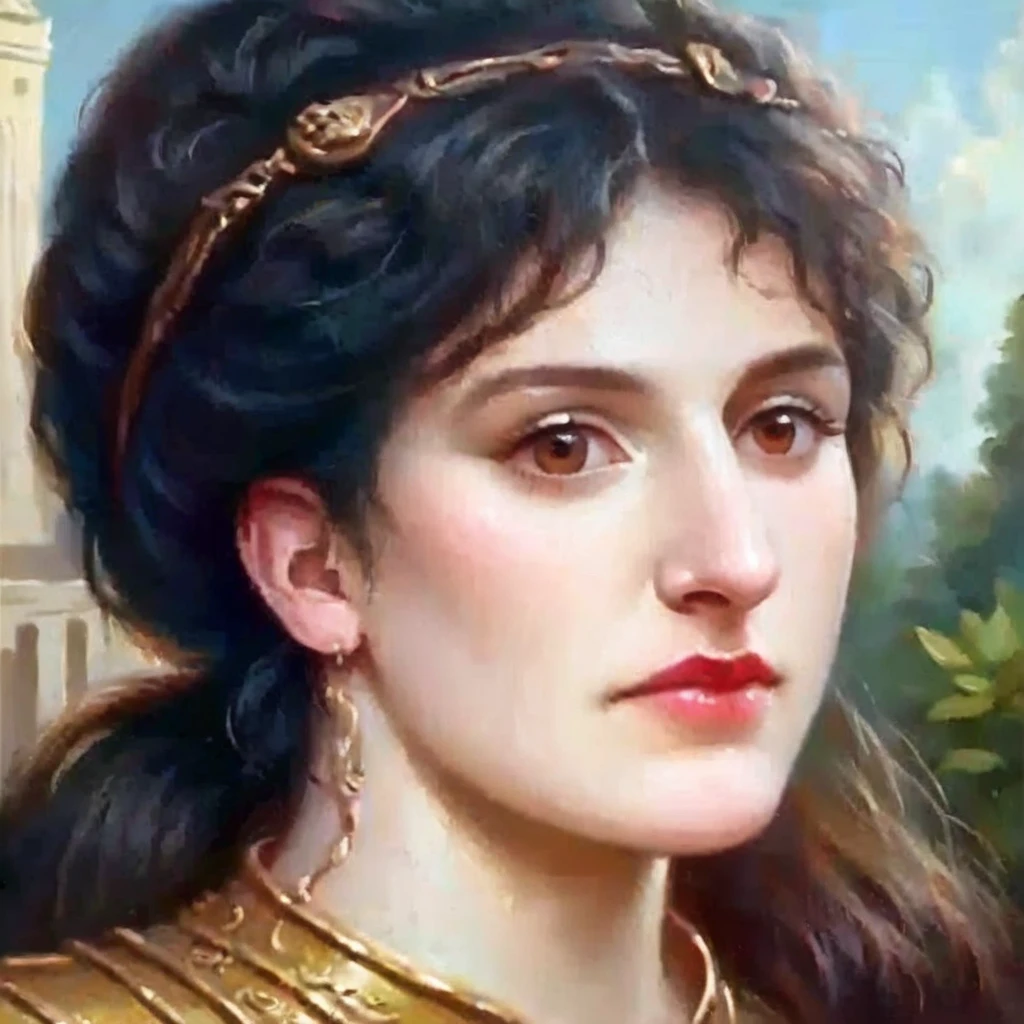 score_9, score_8_up, score_8, (masterpiece, best quality, highly detailed, realistic), source_anime, anime 2d, anime screencap, portrait of mzam as  Athena greek goddess, ancinet greek clothing, gold armor, outside ancient greek temple, wavy black hair, brown eyes, facing the viewer, very close up, eyeshadow, lipstick, (Pale skin:1.5)
<lora:Maria_Zambaco:.8>