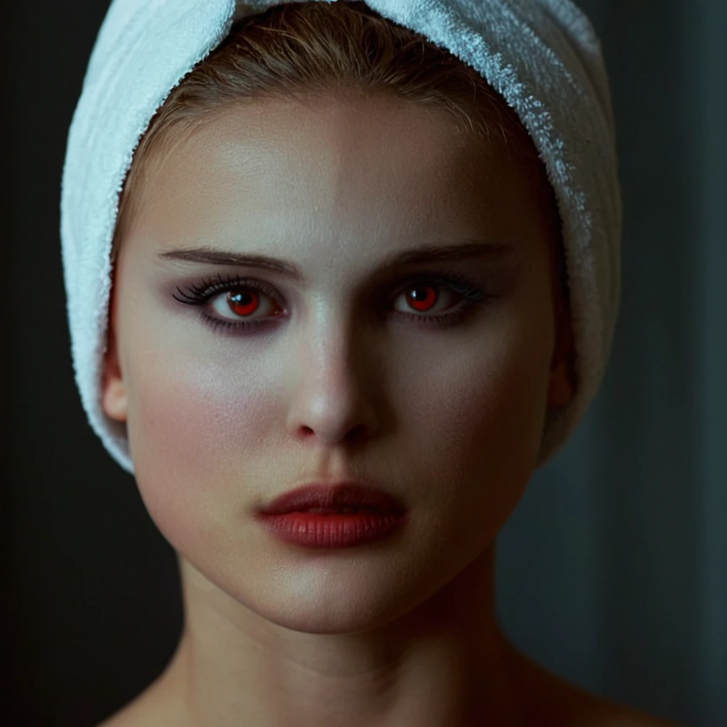 cinematic film still of <lora:add-detail-xl:0.1>1
<lora:detailed:0.3> realism
<lora:perfection style:0.2> perfect
<lora:eyetune:0.6>
<lora:xl_more_art-full_v1:0.1>
<lora:Ron Fricke style:0.3>
<lora:Unreal Engine style:0.3>
<lora:TeethXL:0.3>
<lora:Chiaroscuro Lighting Style:0.3>
<lora:Black Swan:0.9>
Black Swan a woman with a towel on her head, gothic, dim, ballerina, horror movie themed, sharp, detailed, epic photography, artistic, dramatic light, cinematic style, film style, Black Swan style, 1girl, solo, looking at viewer, brown hair, red eyes, closed mouth, hood, lips, portrait, close-up, realistic, 1boy, male focus, photorealistic
, shallow depth of field, vignette, highly detailed, high budget, bokeh, cinemascope, moody, epic, gorgeous, film grain, grainy
