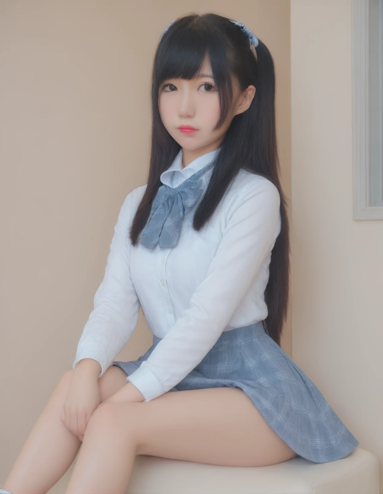 asian, (masterpiece:1.0), (best quality:1.0), (ultra highres:1.0),(ultra detailed:1.0), (sharp focus1:0), (RAW photo:1.0), (Realistic:1.0),
detail fair skin,
((sjvgxq:1.4), cafe maid,maid, black long hair, leg, feet, middle breast,sit),
,<lora:NAGESA_xl:0.8>