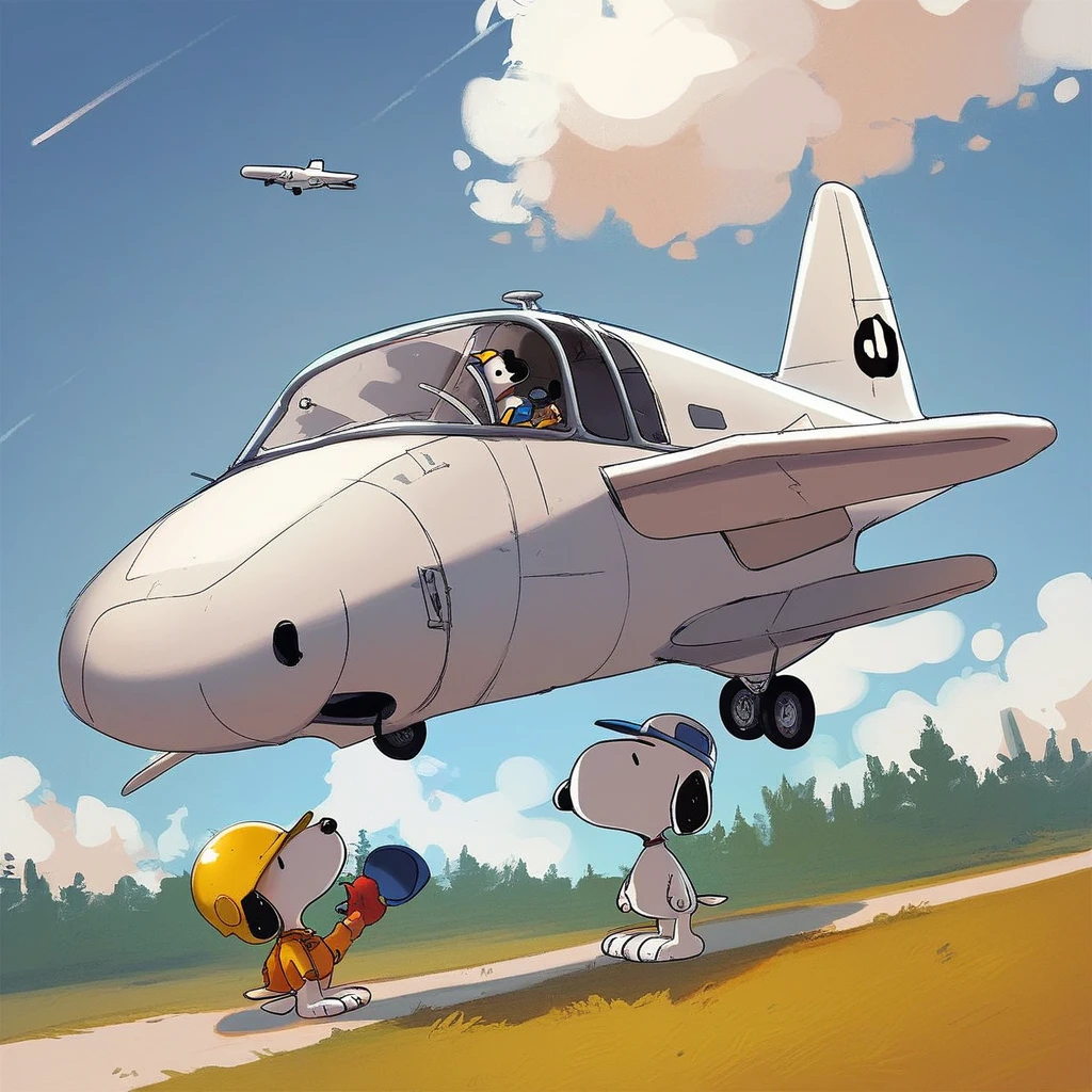 score_8, score_9, dog, snoopy, outdoors, helmet, airplane