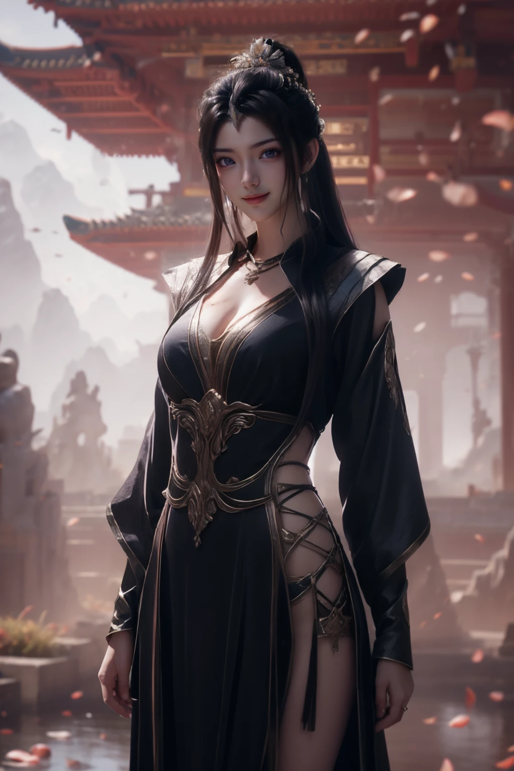 garden,,best quality,masterpiece,highres,official art,extremely detailed cg unity 8k wallpaper,yuanyao,1girl,long hair,smile,dress, (cowboy_shot: 1.1), Modern Immortal Cultivation Biography,<lora:yuanyao-06:0.7>,<lora:nihong:0.8>