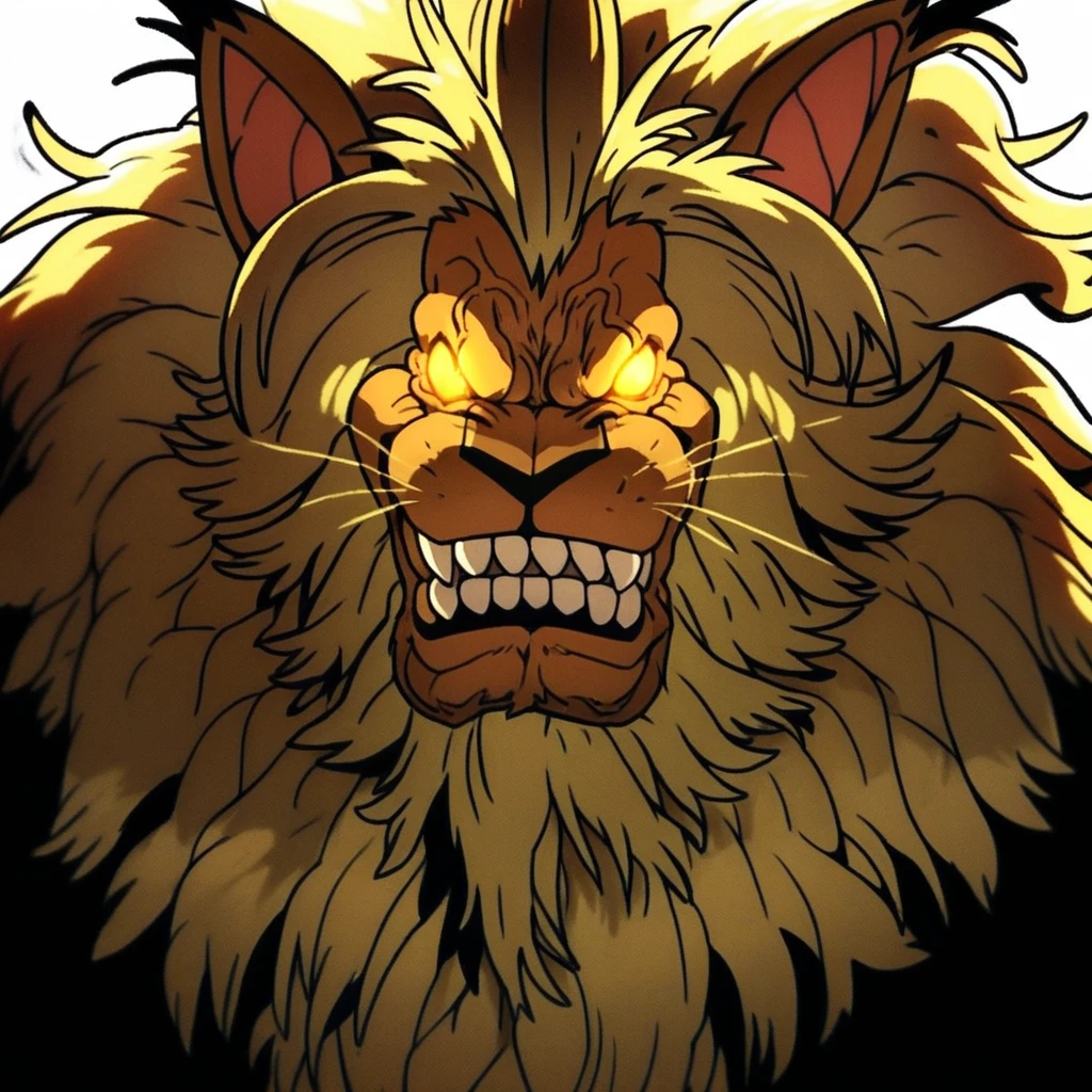 score_9, score_8_up, score_7_up BREAK Beast King, anthro lion, muscular male, 1boy, solo, looking at viewer, smile, teeth, jewelry, cracking knuckles, glowing eyes, large veiny muscles