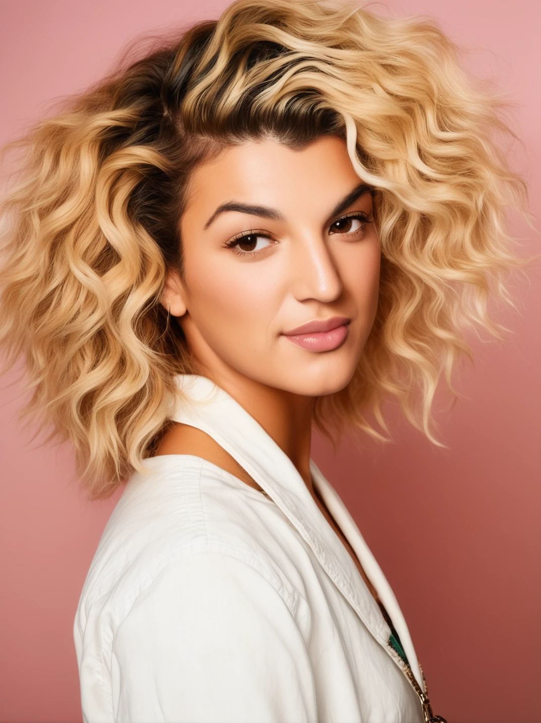 portrait of (jnfrum:1.1), happy , wearing jumpsuit , with ash blonde Lob (long bob) , background mountain epic (photo, studio lighting, hard light, sony a7, 50 mm, matte skin, pores, colors, hyperdetailed, hyperrealistic)