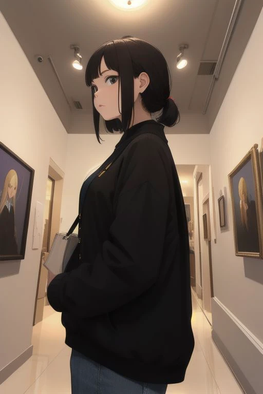 A masterpiece, in-depth analysis of the structure, picture of the girl an art gallery among a group of people