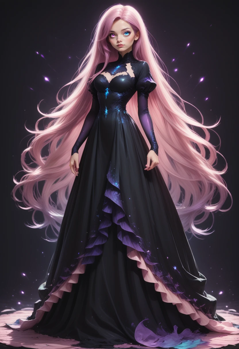 score_9, score_8_up, score_7_up,
1girl, solo, full body, purple hair, very long hair, black dress, blue eyes, heterochromia, right eye pink,
<lora:Dark_Heterochromia_Pony_v0.2:0.7>