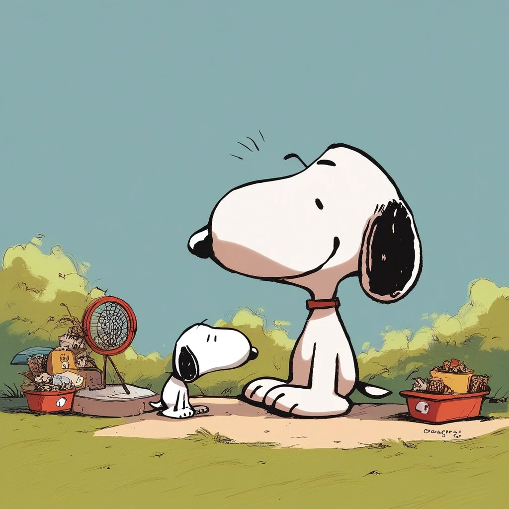 score_8, score_9, dog, snoopy, outdoors, sitting