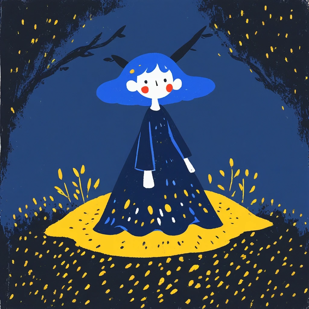 a woman wearing a dress covered in flowers, moonlight, magical