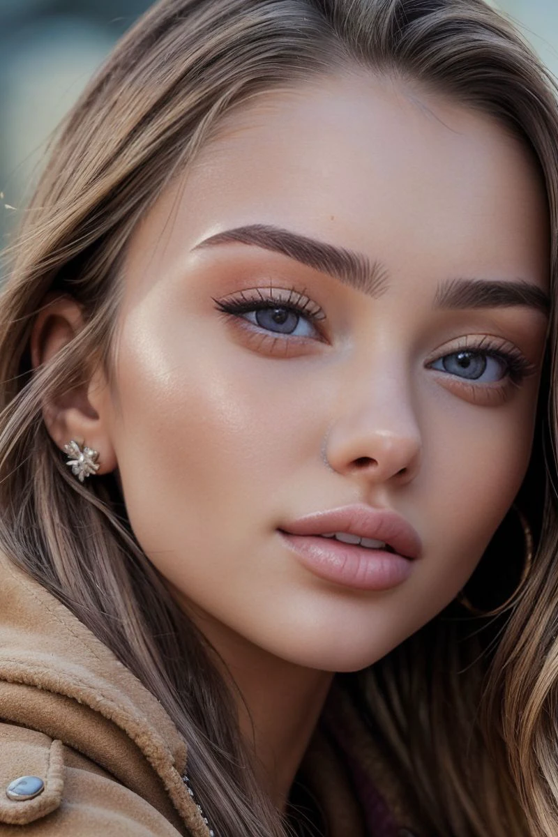 closeup headshot of S439_RozaWojtczak,a beautiful woman,in a (city:1.1),wearing a (suede-jacket),(shirt),(4k, RAW photo, best quality, 50mm, depth of field, ultra high res:1.1),(intricate, photorealistic, cinematic-shot, masterpiece, ultra-detailed:1.1),
