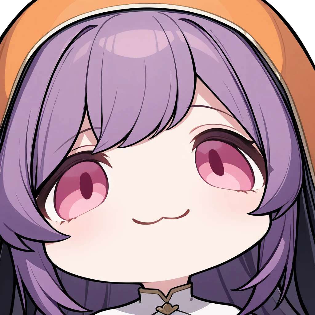 1girl,
solo, portrait, :3, smile, chibi, closed mouth, multicolored clothes, multicolored headwear, pink eyes, no pupils, orange headwear, habit, purple hair,
masterpiece, best quality
<lora:XL_mutsuki_face_(blue_archive)(a3.1)-000004:1>
