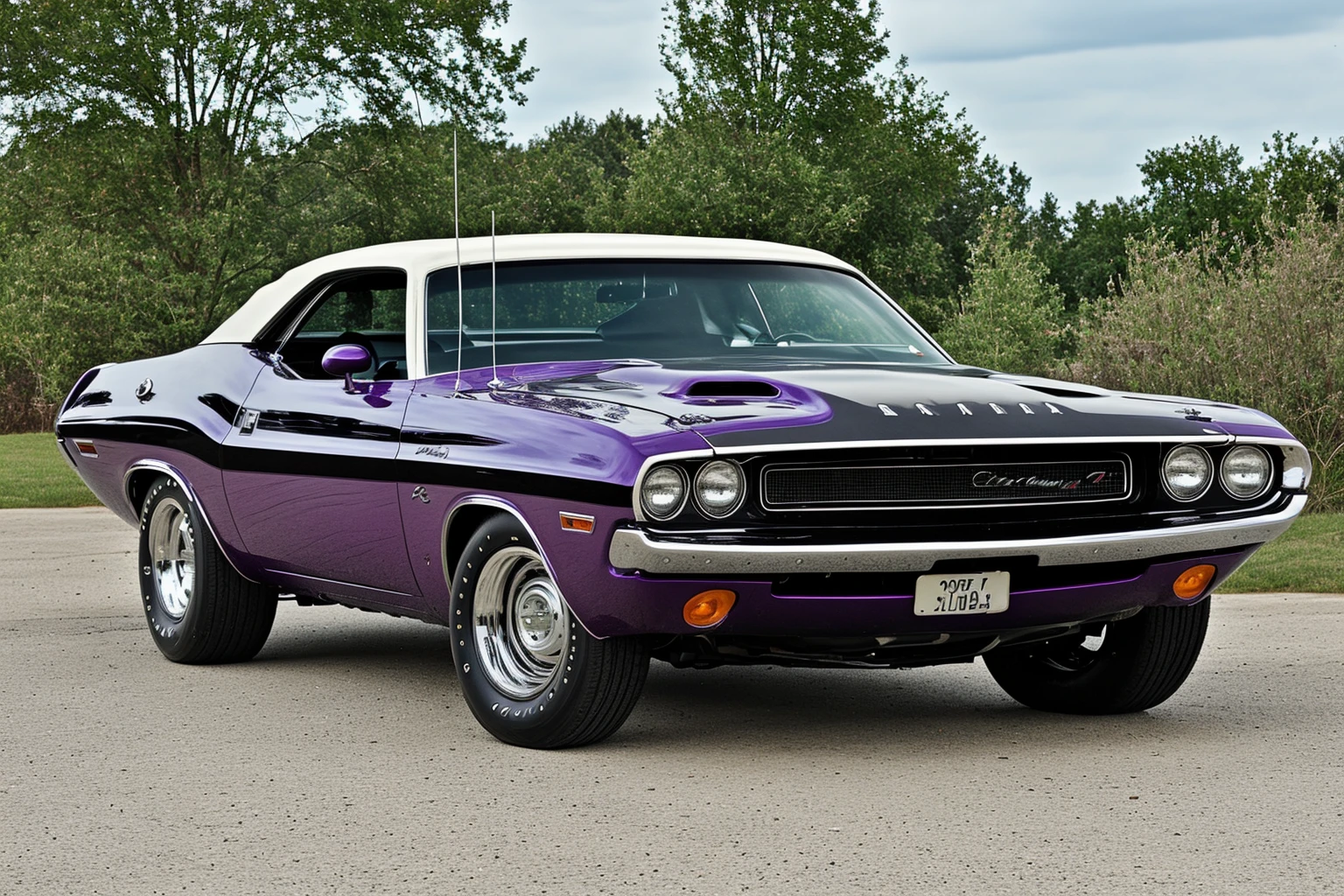 dodgechallenger1970, ground vehicle, car, vehicle focus, no humans, high detail photography, sharp focus