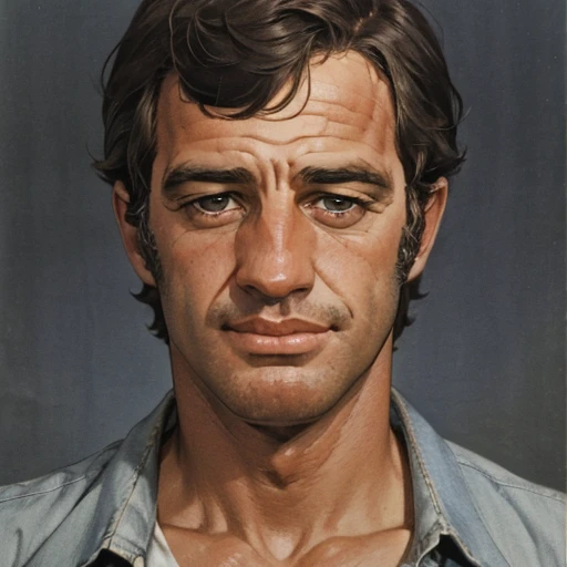 1boy, jpbelmondo, man, mid-forties, looking at the viewer, focus on face, portrait, solo, <lora:Jean-Paul_Belmondo:1>