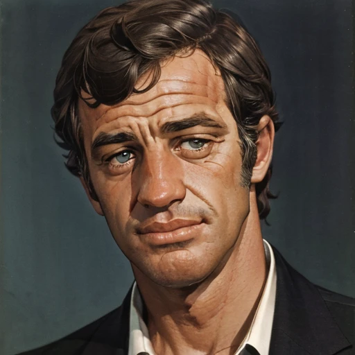 1boy, jpbelmondo, man, mid-forties, looking at the viewer, focus on face, portrait, solo, <lora:Jean-Paul_Belmondo:1>