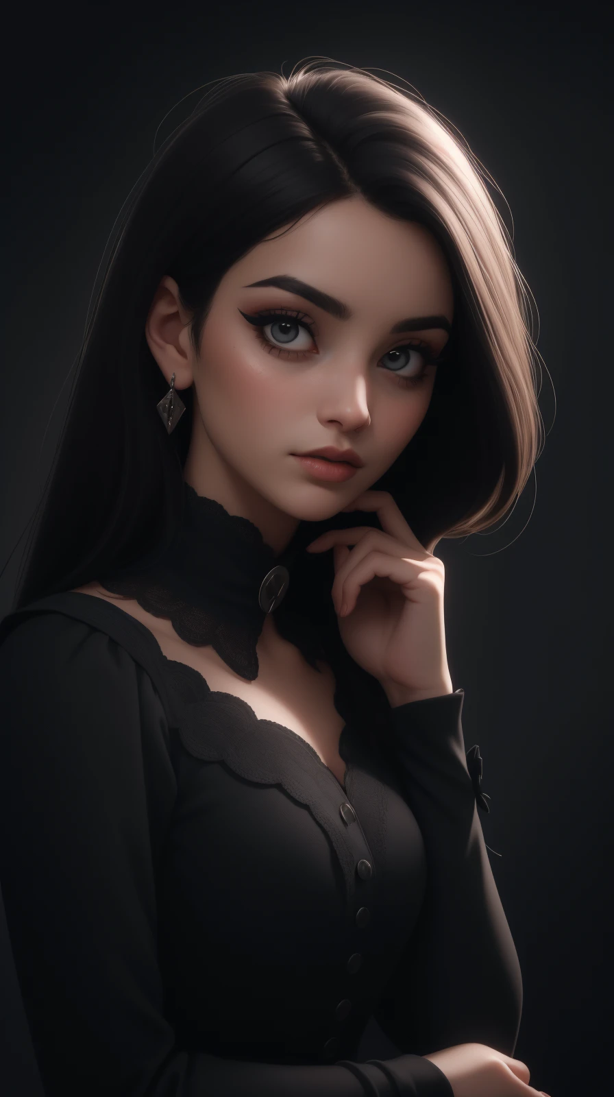 S189_SarahBustani,<lora:20231230-1703916031755-0017_1:0.4> gothic, long black dress,collar, heavy smokey makeup, Thoughtful gaze with hand on chin
top down view,,bokeh,dark theme,soothing tones,muted colors,high contrast,(natural skin texture, hyperrealism, soft light, sharp),(close-up shot)
<lora:kinsey:1> <lora:Dreamyvibes artstyle SDXL - Trigger with dreamyvibes artstyle:0.6> Dreamyvibes Artstyle <lora:Rembrandt Lighting Style:0.8> Rembrandt Lighting Style