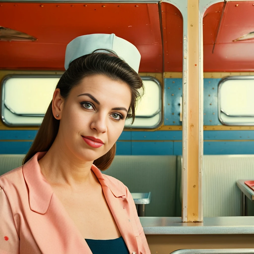 photo of a girl as a waitress in a 60s diner, 4k, raw, masterpiece <lora:UglyGirls:1.6>