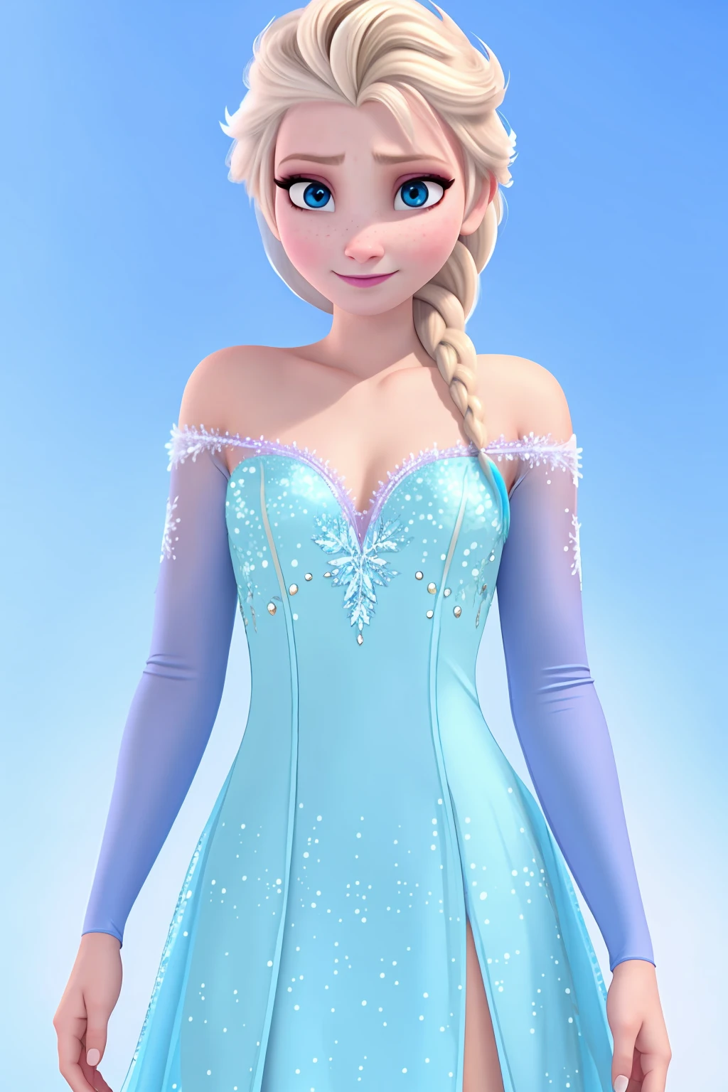 <lora:Elsa_v1:0.7> elsa, sparkling blue dress, upper body