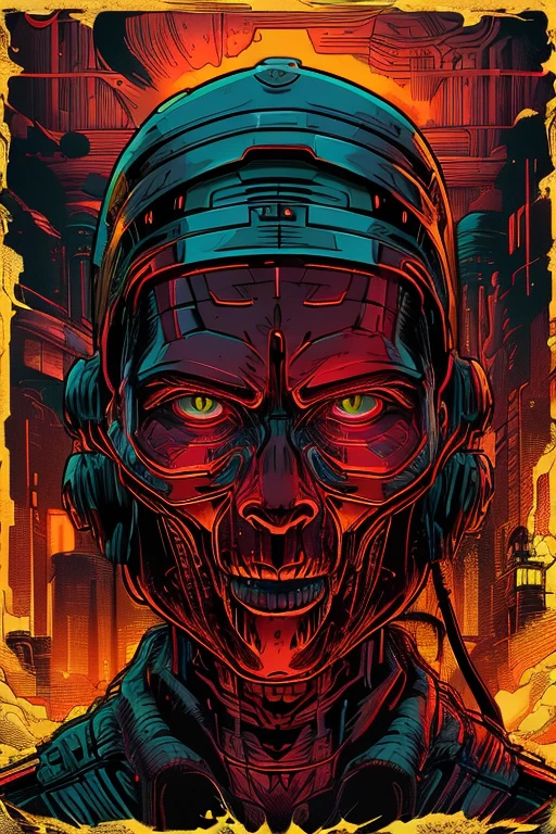 masterpiece,best quality,<lora:tbh160-:0.9>,illustration,style of Dan Mumford,portrait of Cthulhu cyberpunk city