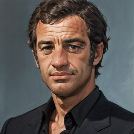 1boy, jpbelmondo, man, mid-forties, looking at the viewer, focus on face, portrait, solo, <lora:Jean-Paul_Belmondo:1>