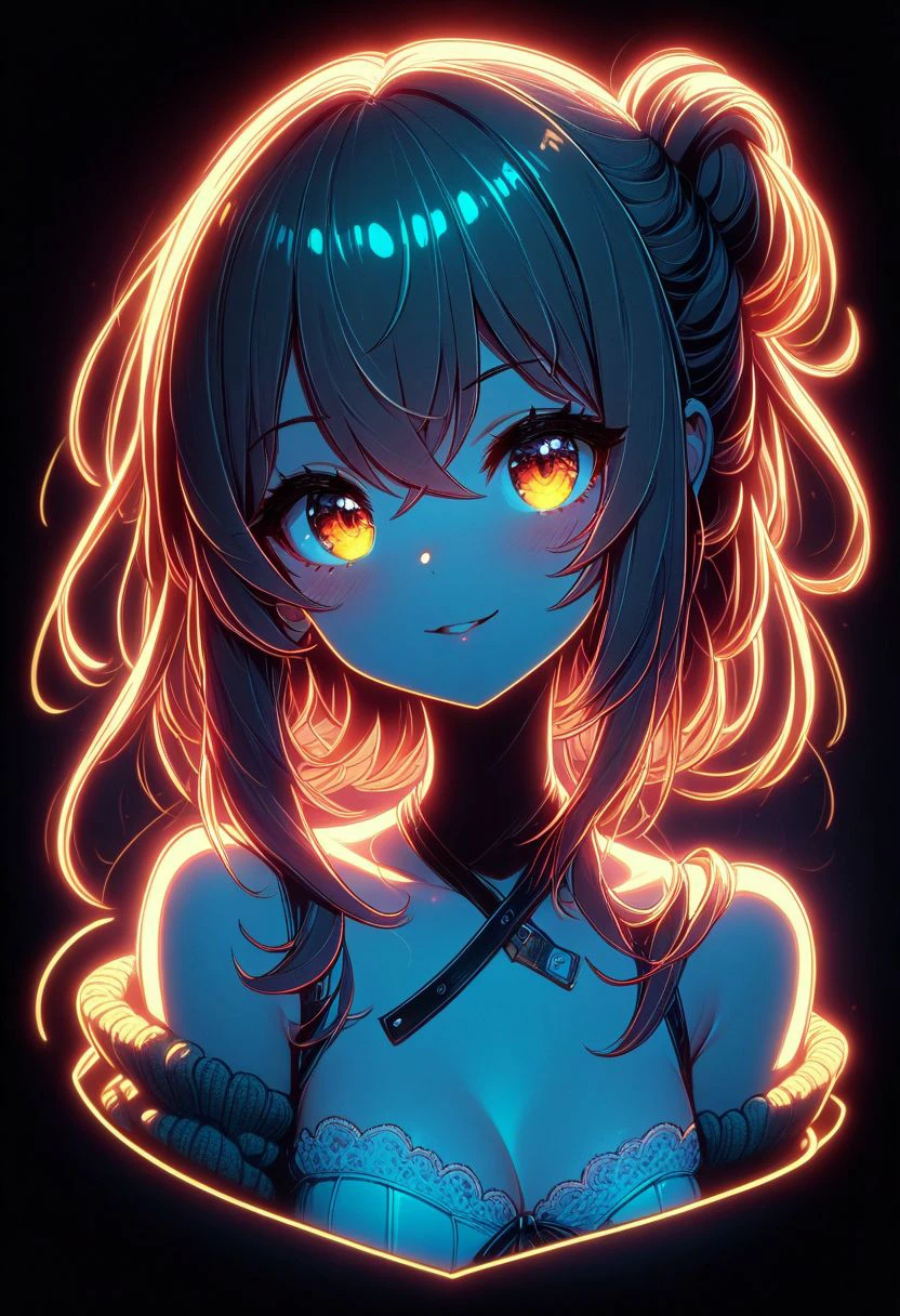 1girl, sexy, amazing shadows, warm tones, aesthetic lighting, cute face, glowing outlines, masterpiece, best quality, very aesthetic, absurdres,  , digital illustration, <lora:Dall_E-3_anime-animagine-12:1>