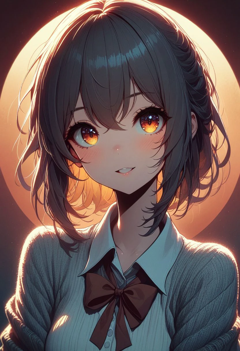 1girl, amazing shadows, grainy textures, warm tones, aesthetic lighting, cute face, soft glowing background, masterpiece, best quality, very aesthetic, absurdres,  , digital illustration, <lora:Dall_E-3_anime-animagine-12:1>