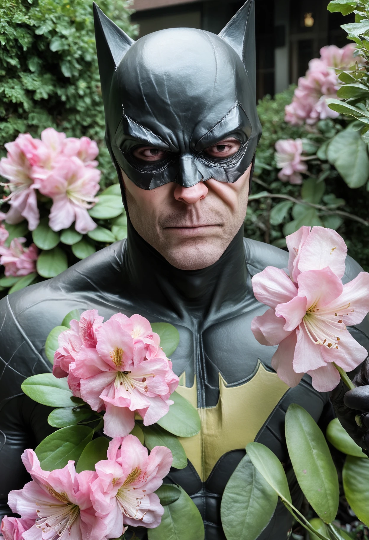 score_9, score_8_up, score_7_up, photo of fl0rRos1ta flower bush, Batman, 1man, mask, cowl, smelling, realistic, photography, cinematic, cinema still  <lora:fl0rRos1ta_v111-000003:0.8>