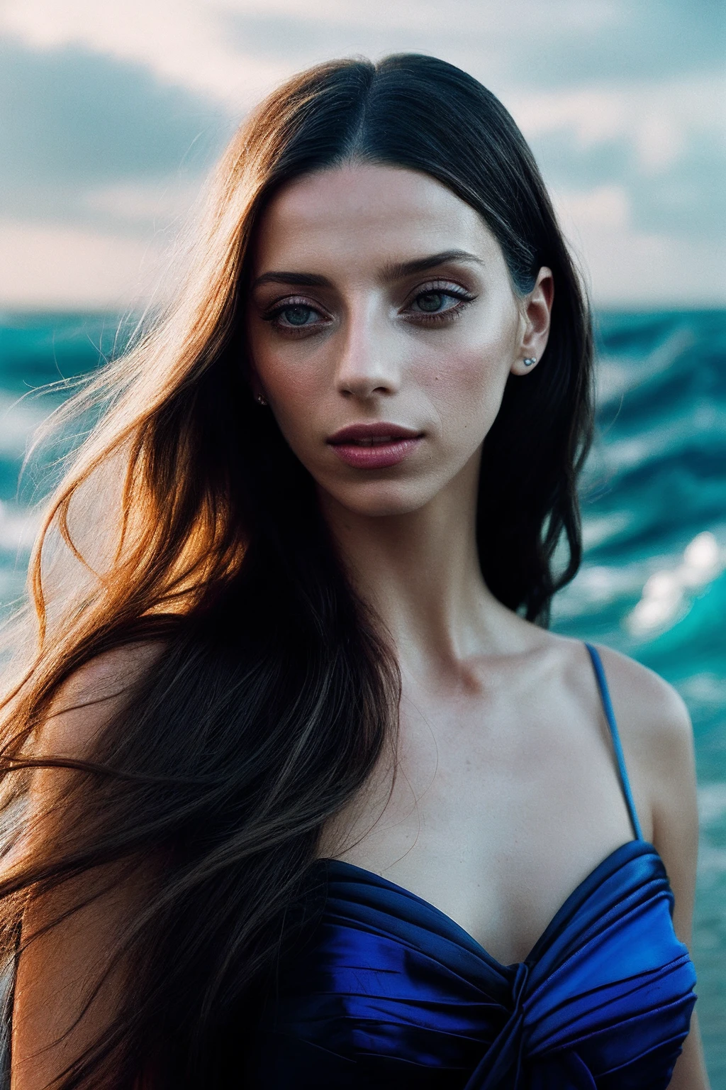 AngelaS_SoloTI_v1,
(In a billowing gown of sapphire-blue chiffon, adorned with iridescent seashells and seaweed, for a mesmerizing and alluring look), (Amidst the crashing waves on a desolate shore, where the haunting melody of the sea entices sailors to their doom, a sense of enchantment and danger permeates the salty air:1.3), (seductive:1.3),(analog, cinematic, film grain, hazy atmosphere, cinematic shot:1.3),
<lora:add_detail:0.6>, PA7_Portrait-MCU,
