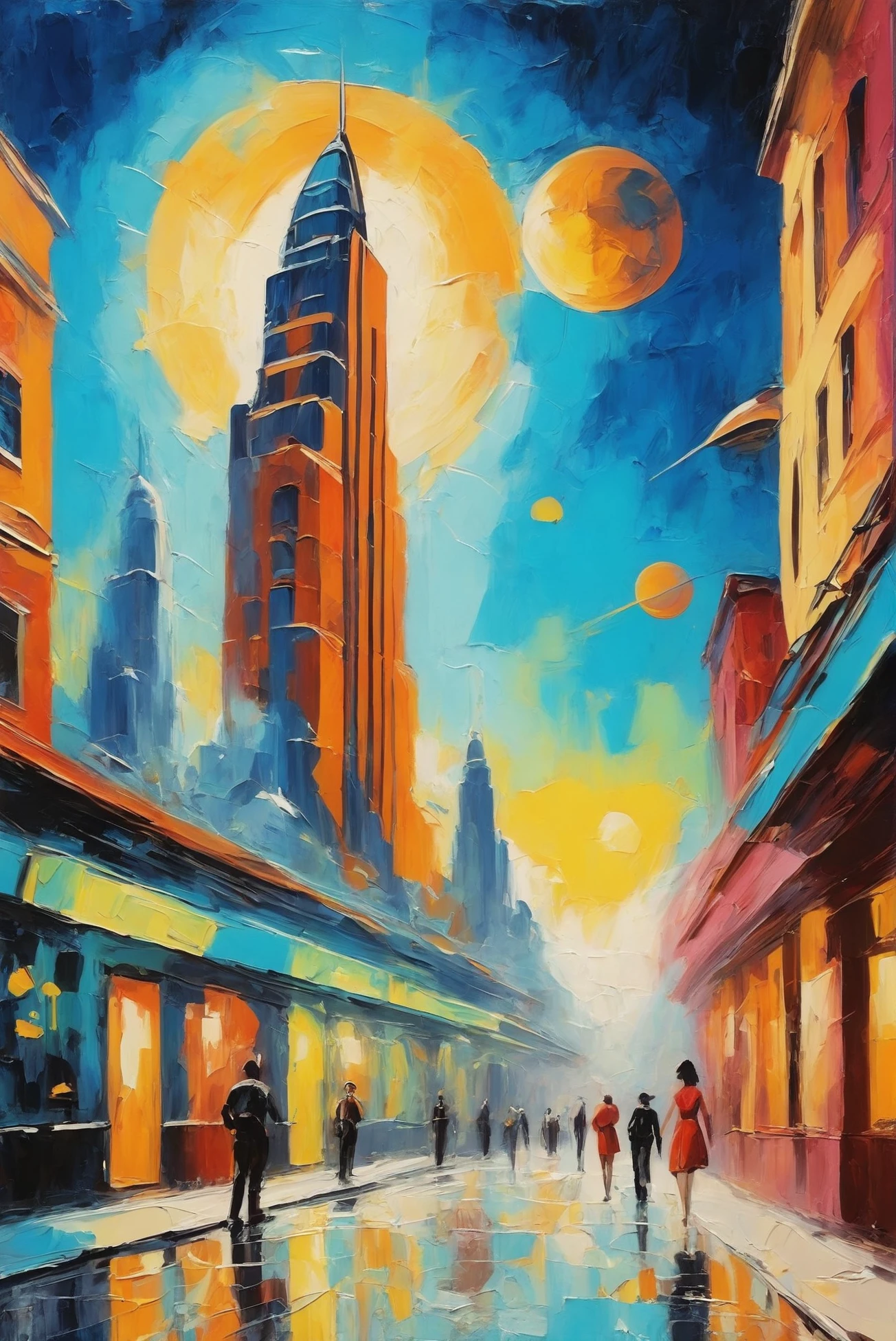 <lora:EnvyStarlightThickOilPainting01:0@0,0@.24,1.5@.25:hr=2>oil painting, palette knife, cheerful retro 1950s scifi, romanesque mysterious scifi sky city beyond the beginning of the universe