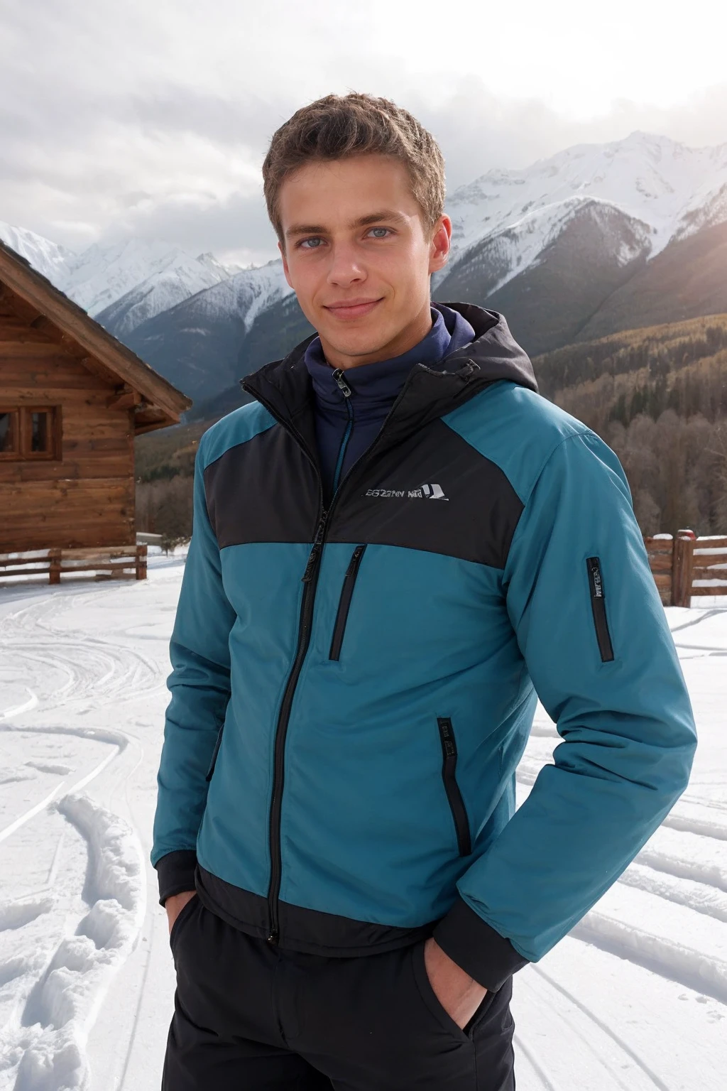 mattperson <lora:Matt_epoch_4:0.8> , wearing a well-fitted ski suit, Aspen, snow, natural lighting, ski resort, outdoors, relaxed natural expression, smirk