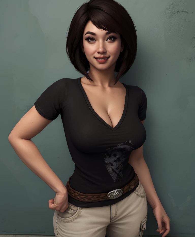 samantha,brown eyes,black hair,
shirt,short sleeve,belt,pants,
light smile,     
cleavage,
temple, 
(insanely detailed,  masterpiece, best quality),solo,<lora:samanthanishimura:0.9>,