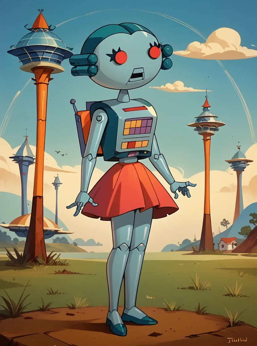 score_9, score_8_up, score_7_up, score_6_up, score_5_up, score_4_up, hud_jets0n, <lora:Jetsons-000009:1>, 1girl, humanoid robot, skirt