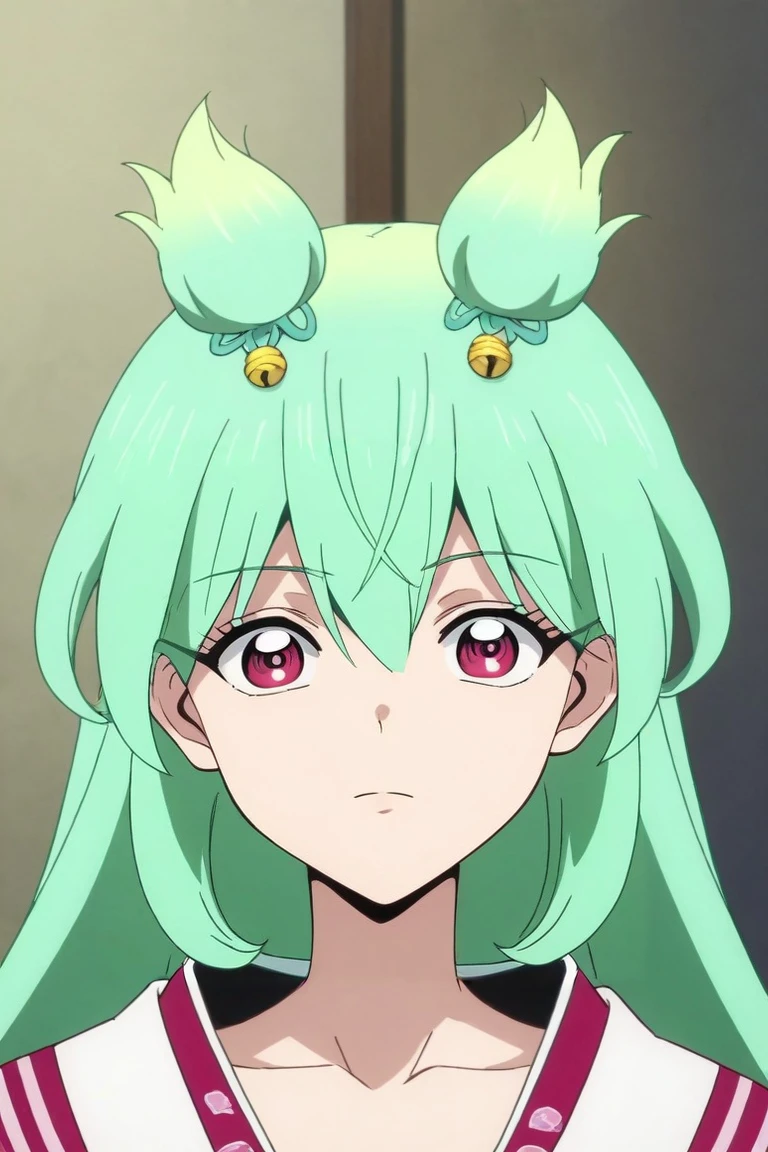 score_9, score_8_up, score_7_up, source_anime, rating_safe, , anime screencap, anime coloring, official style, looking at viewer, , 1girl, solo, <lora:tsugumi_hattori_pony:0.82>, tsugumi_hattori, green hair, pink eyes, long hair, bangs, hair between eyes, , , , <lora:sdxl_lightning_8step_lora:1>