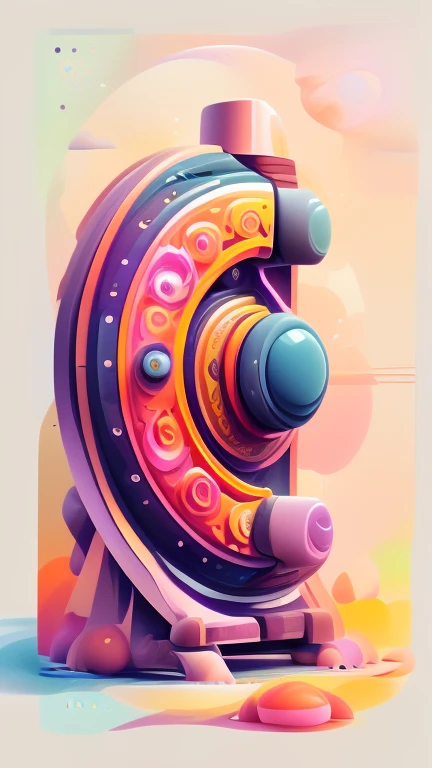 Create flat design in an high-tech style and vibrant illustration mainly in rich browns, white and soft pastel tones. It consists of various geometric elements such as ovals, ovals and tiny ovals shapes. These shapes are arranged in a vibrant manner, creating a spiral composition.