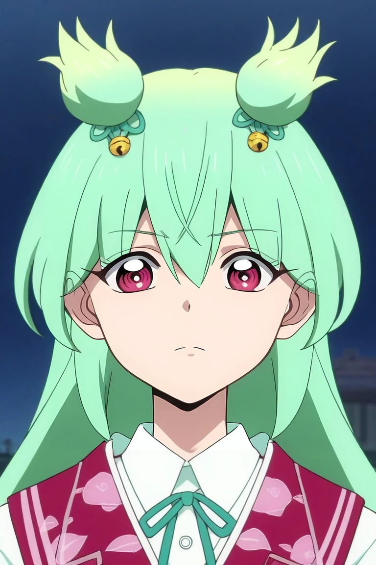 score_9, score_8_up, score_7_up, source_anime, rating_safe, , anime screencap, anime coloring, , , depth of field, 1girl, solo, <lora:tsugumi_hattori_pony:0.94>, tsugumi_hattori, green hair, pink eyes, long hair, bangs, hair between eyes, , , conductor costume, <lora:sdxl_lightning_8step_lora:1>