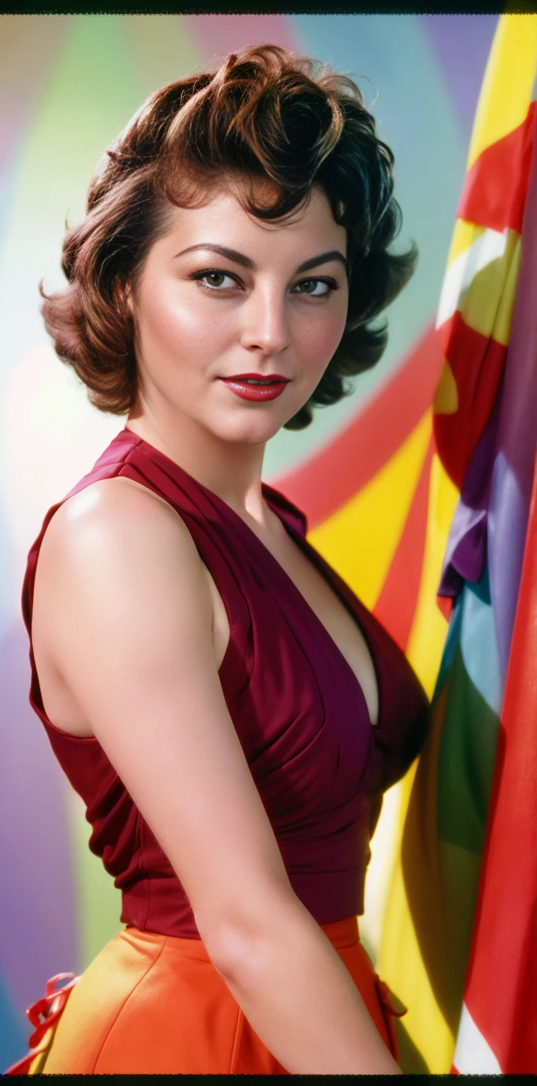 <lora:AvaGardner:1> photo of decently clothed Ava Gardner get a haircut, flirting with the viewer, 4k, bright colors, raw, high quality, masterpiece