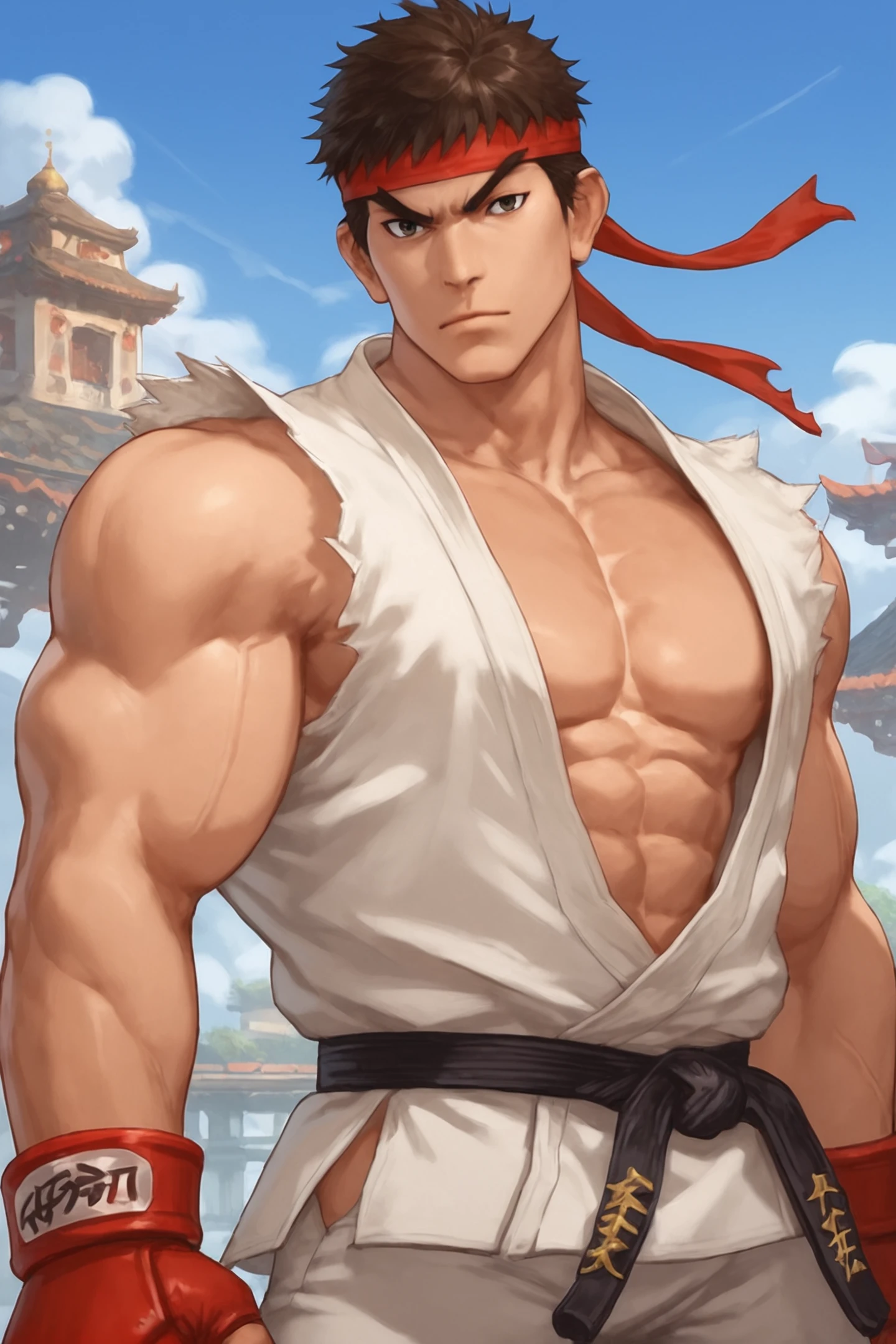 score_9, score_8_up, score_7_up, source_anime, 
ryu, 1boy, solo, looking at viewer, headband, chest, muscular
<lora:detail:1><lora:Smooth Anime:1> <lora:Expressive_H:1> <lora:Ryu_-_Street_Fighter_-_Super_Smash_Bros._Ultimate:1>