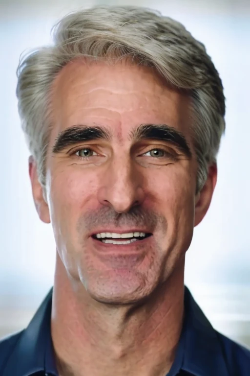 <lora:Craig_Federighi_Lora-10:0.9>, craig federighi, white tshirt, headshot, portrait, plain background