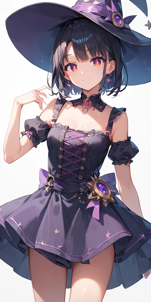 score_9, score_8_up, score_7_up,source_anime, high res image,masterpiece,best quality,girl,cute face,clear skin,shiny hair,ultra detailed eyes,simple background, <lora:witch_Pony_V1.0:0.7>jyojifuiu, witch