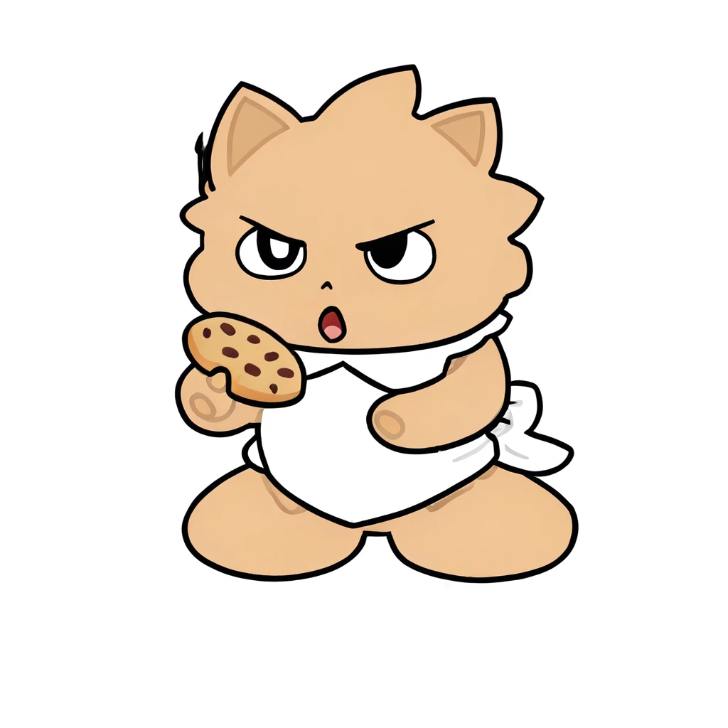 XGLQ, eating cookie,  town, angry, bib,  cute, kawaii, : >