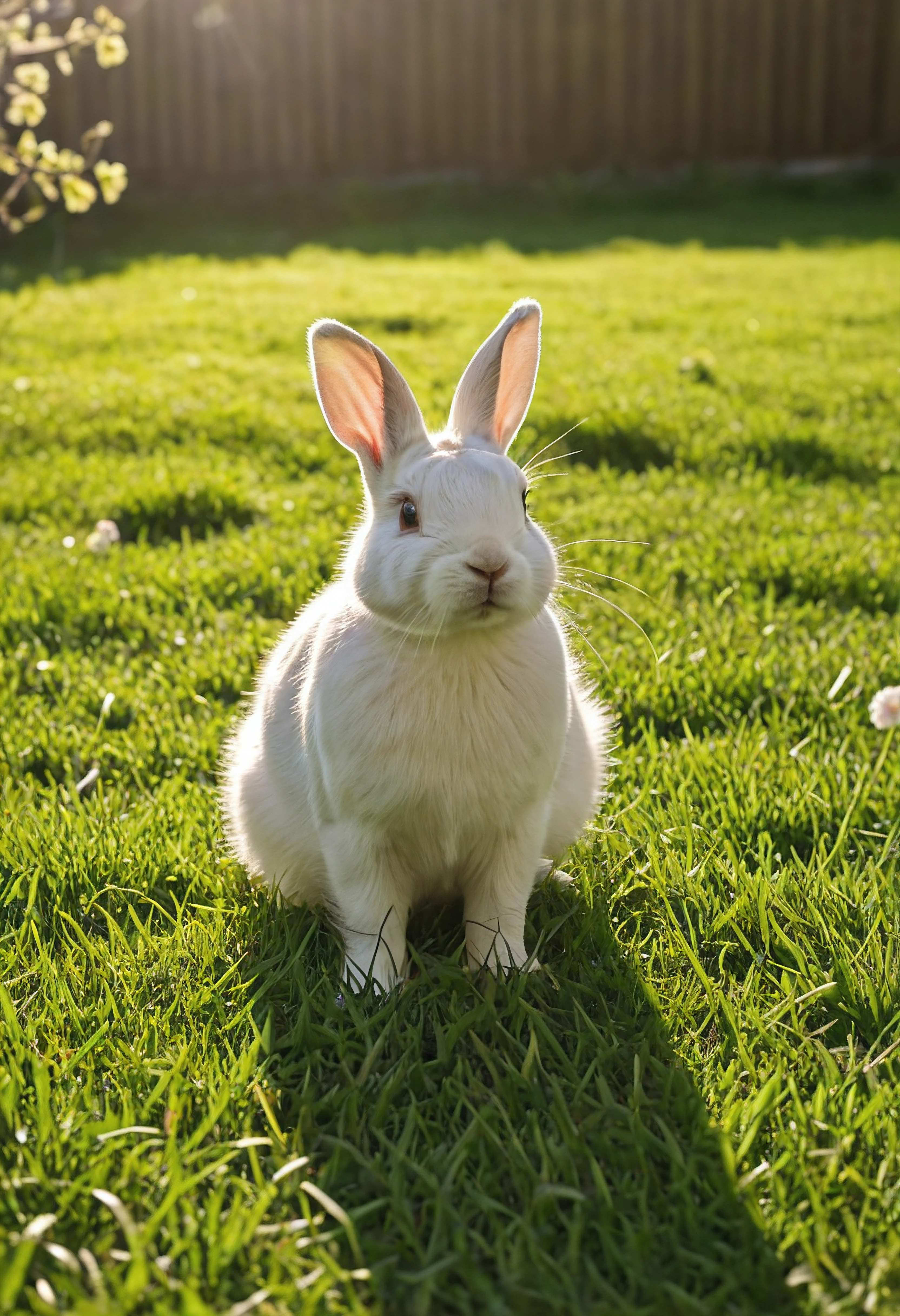 rabbit, lawn, sunlight, spring