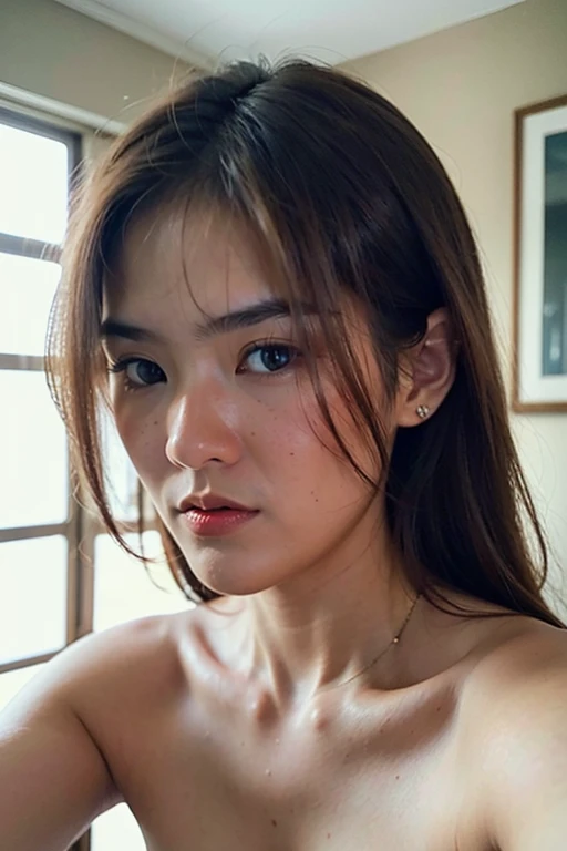 photo of a nude woman taking a selfie from waist up, <lora:erotic_selfie:0.9>, (perfect eyes:1.1),Detailed pupils, beautiful iris,beautiful eyes,beautiful face,complete face, complete eyes,clear eyes, clear lips, clear mouth,clear nose,hyper-realistic face,realistic face, (pores:0.3),(real skin:0.7), tough skin,healthy skin, unretouched,(hazy dusty atmosphere:0.5),reddit picture,(freckles:0.2), beautiful face,perfect face, beautiful eyebrows, straight hair, perfect tits, perfect breasts, small breasts, aesthetic,busty,golden ratio,beautiful eyes,internet photo, amator,reddit image, old image,imgur,uploaded photo, natural lighting, homemade picture, shot on iPhone,shot on low resolution cam, low resolution,RAW photo,photo-realistic,real life photo , dramatic, atmospheric,analog style , instagram photo,medium quality, normal aesthetic Masterwork.realistic , real-life photo,normal quality, RAW <lora:taiwanDollLikeness_v20:0.7>