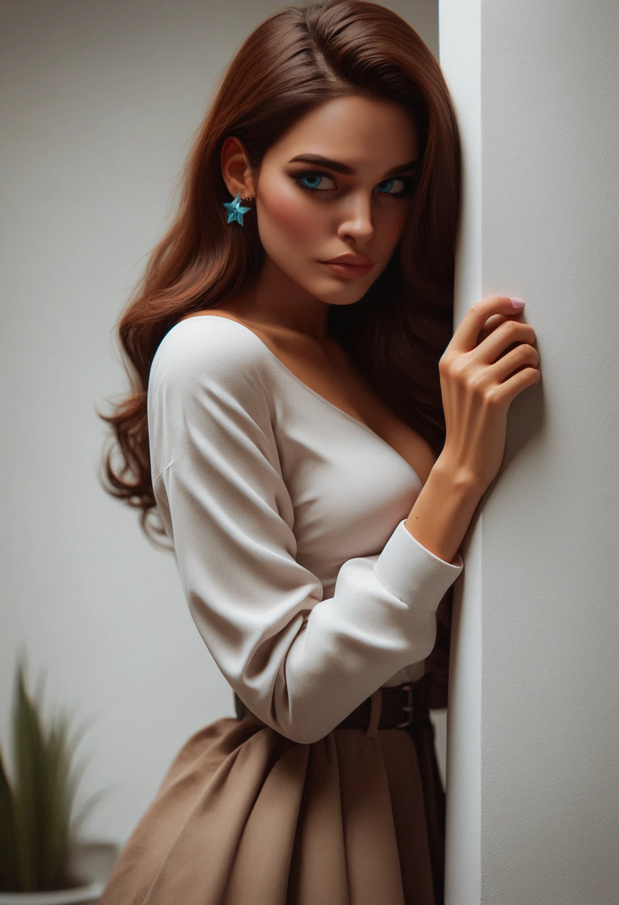 score_9_up, score_8_up, score_7_up, (cornering), taking cover, 1girl, blue eyes, <lora:Corneringv1:0.8>