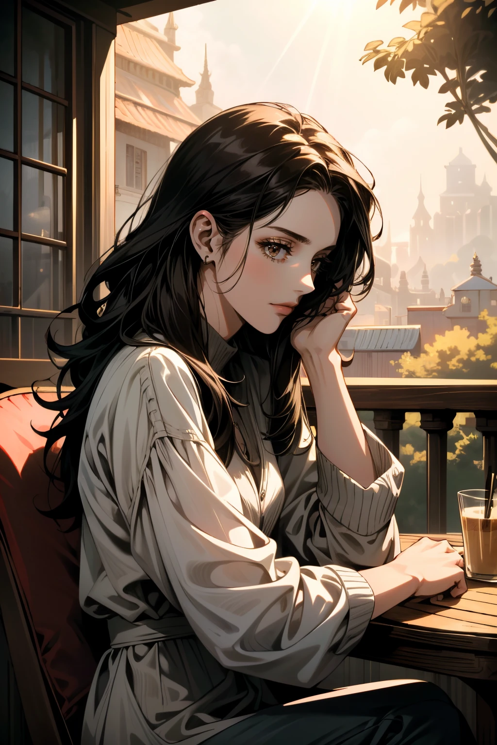 ((ultra detailed, masterpiece, absurdres))
 <lora:HRLauren:0.8>
HRLauren, 1girl, brown eyes, long hair, cafe terrace, morning, peaceful and serene with soft morning sunlight