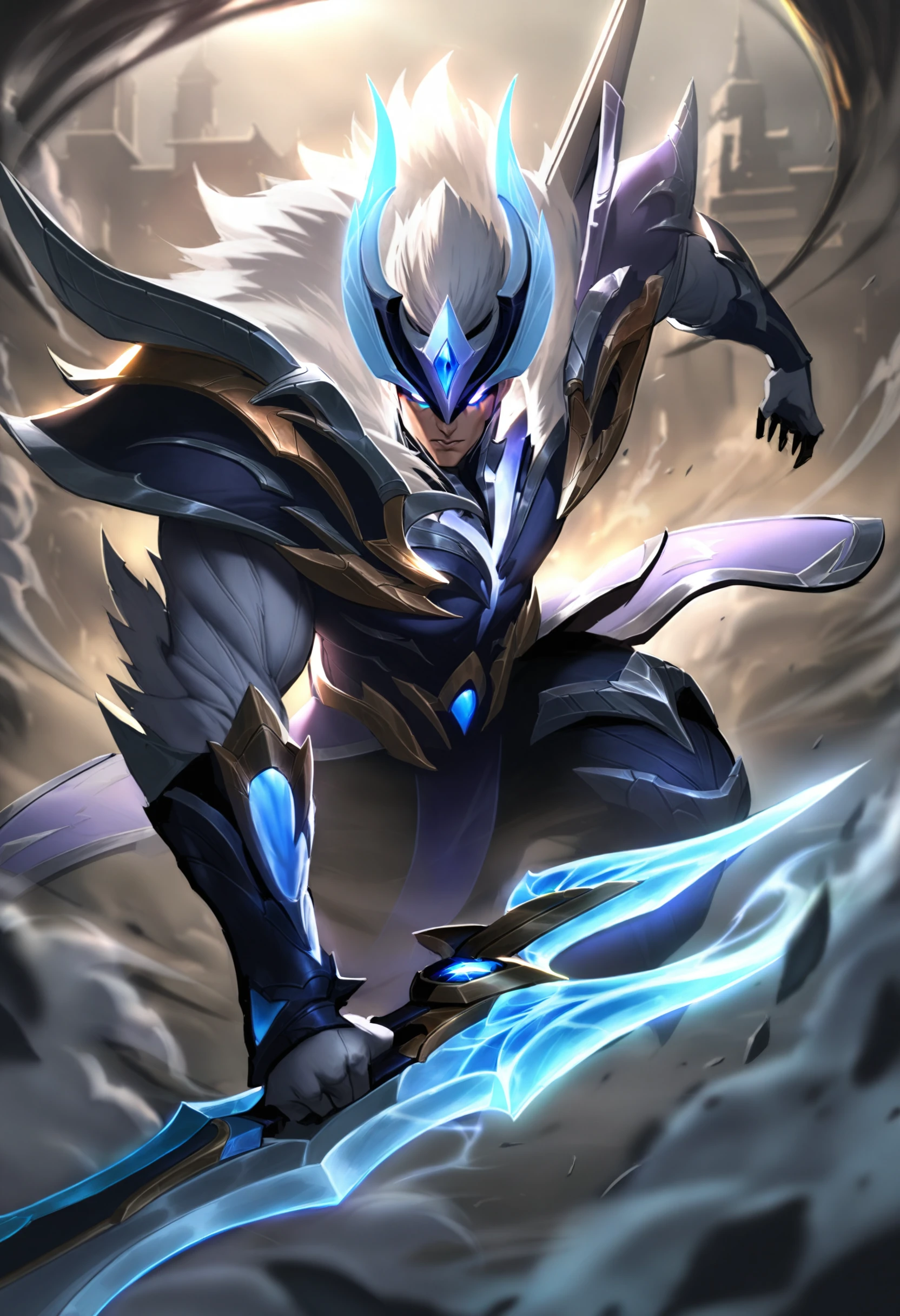 masterpiece, best quality, solo, 1boy, weapon, male focus, glowing, white hair, holding, glowing eyes, armor, holding weapon, smoke, sword
<lora:lolXLlokr4f-000174:0.95>