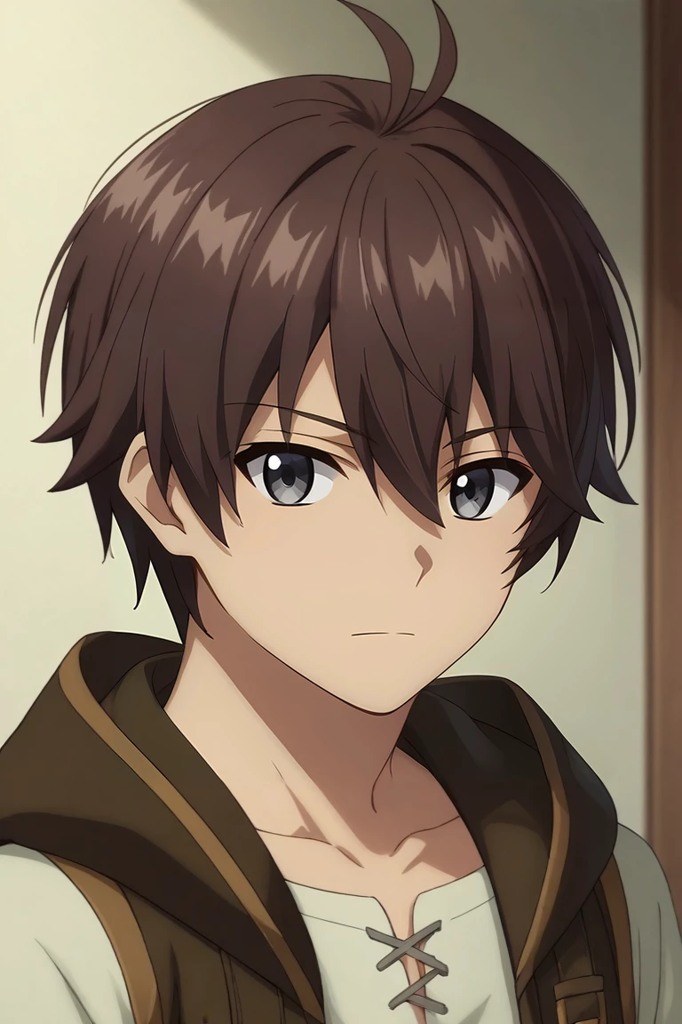 score_9, score_8_up, score_7_up, source_anime, rating_safe, , , looking at viewer, , 1boy, solo, male focus, <lora:noir_stalgia_pony:0.82>, noir_stalgia, brown hair, grey eyes, short hair, hair between eyes, bangs, ahoge, , ,, <lora:sdxl_lightning_8step_lora:1>