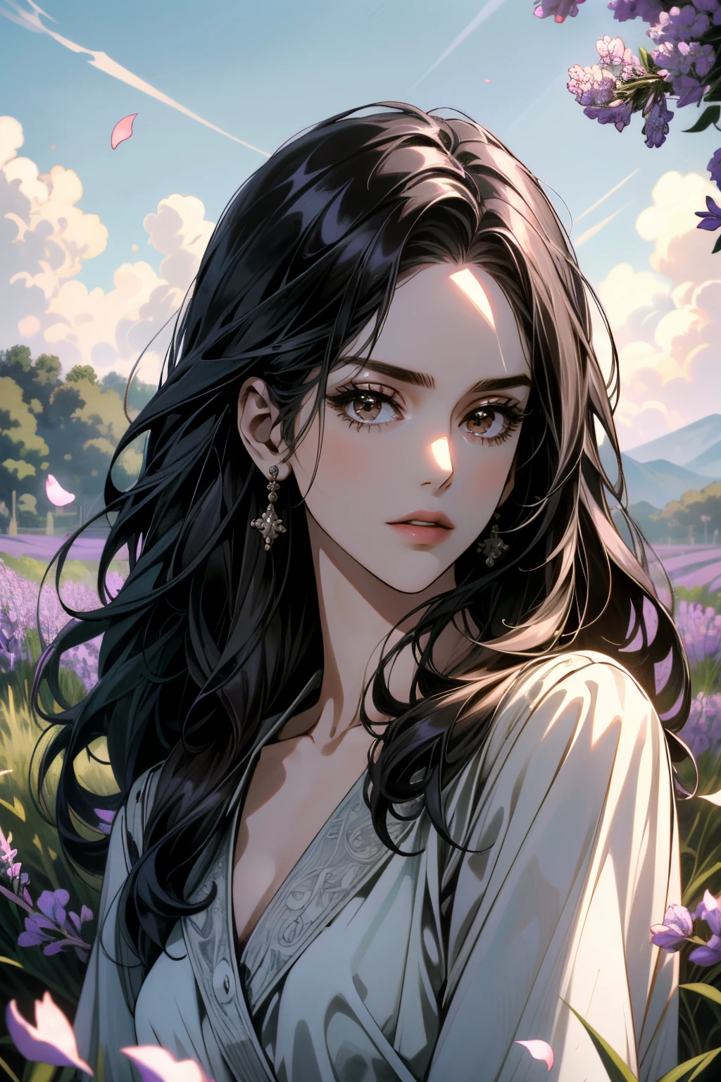 ((ultra detailed, masterpiece, absurdres))
 <lora:HRLauren:0.8>
HRLauren, 1girl, brown eyes, long hair, lavender field, midday, bright and vibrant with a sea of purple blooms