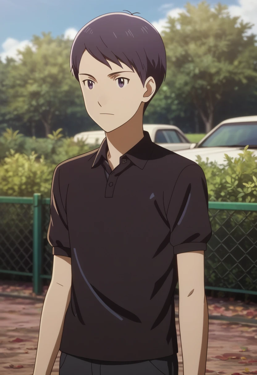 score_9, score_8_up, score_7_up, score_6_up, highly detailed, masterpiece, best quality,detailed,intricate details, amazing quality, best aesthetic, absurdres,source_anime,
ken ichijouji, dark blue hair, purple eyes, 1boy, male focus, solo, polo shirt,, black shirt, day, sky<lora:EMS-398504-EMS:1.000000>