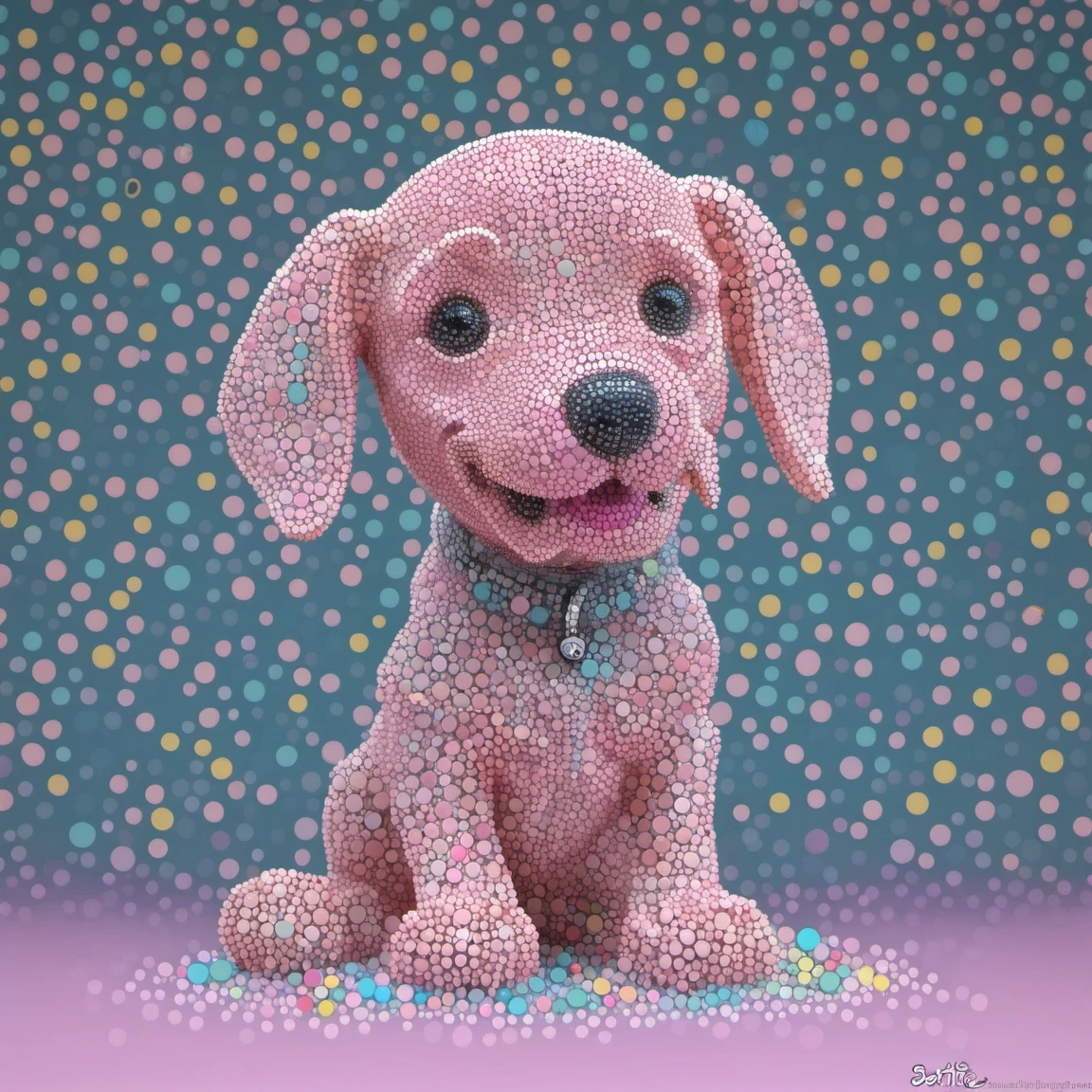 dotart, puppy, <lora:Dor_Art:1>, 3D toy, standing character, tiny, cute, soft lighting, pastel colors, skottie young, blender, pop surrealism, pbr