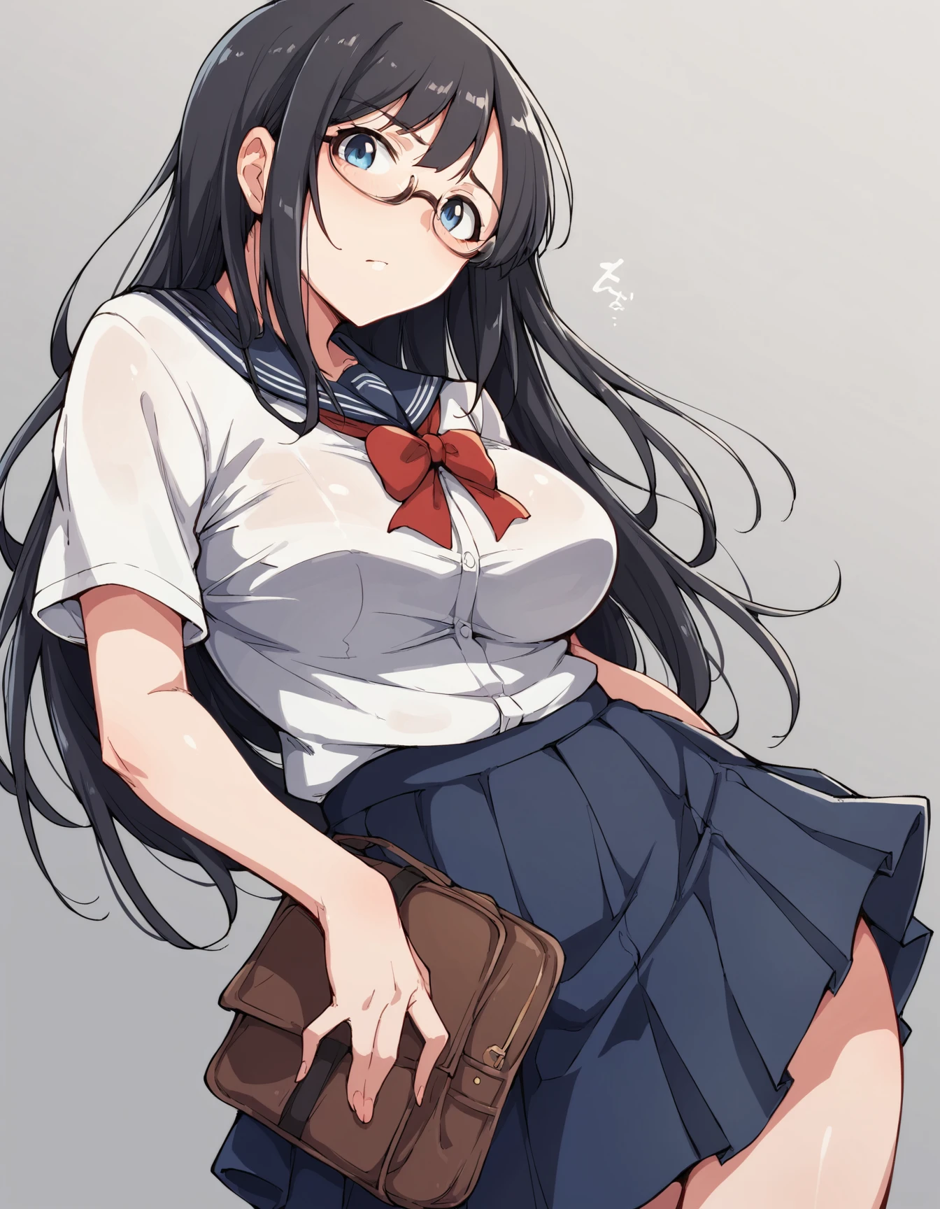 score_9, score_8_up, score_7_up, score_6_up, score_5_up, score_4_up,
BREAK
source_anime,1girl, solo, 
from front, standing,
school uniform, shirt, skirt,
black hair, blue eyes, long hair, large breasts, glasses,
 <lora:Tetsuo Kun:0.7>